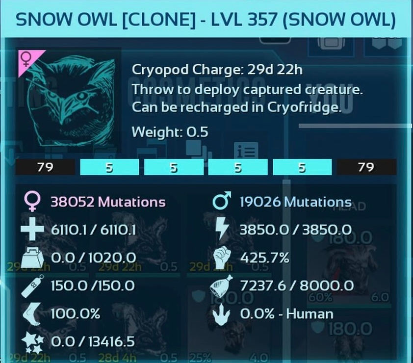 Thumbnail: ✨Saphys Shop✨ TOP STATS 6kHp 3.8kStam 425M Tron Snow Owl (Cross PvE)