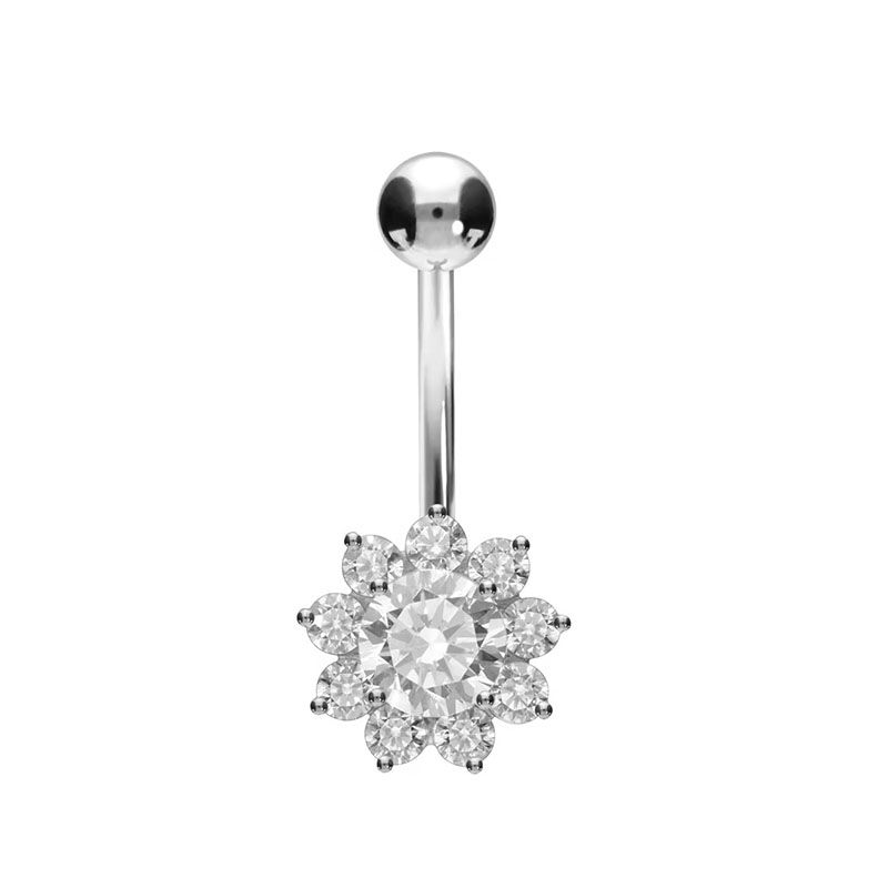 Bauchnabelpiercing Kristallblume Silber