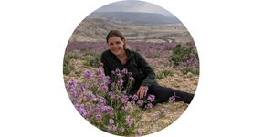 Oleh Kayla Rosen in a field of purple flowers