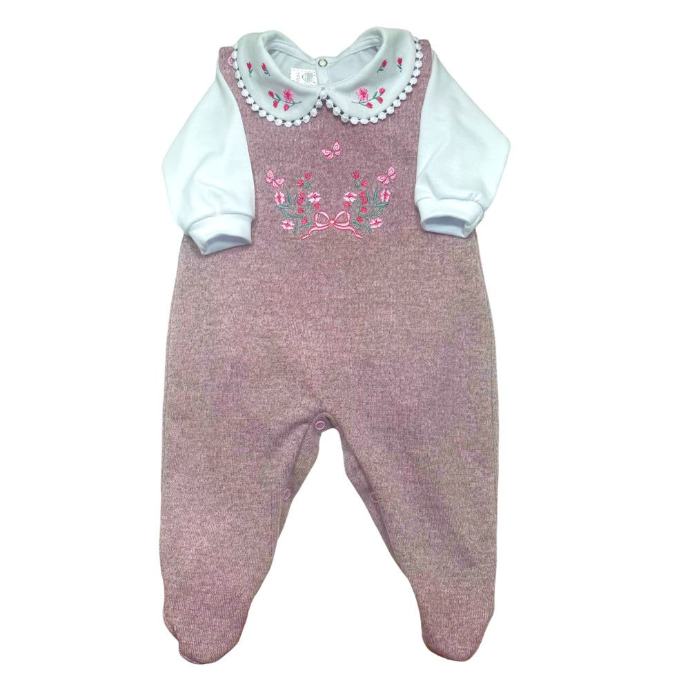 3396 - JARD. TRICOT ROSA MESCLA FLORES LAÇO