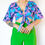 Thumbnail: Organic cotton reversible wrap top in "Lemony Blue" print
