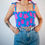 Thumbnail: "Flower Sky" shirred tube top in organic cotton (SIZE  L)
