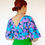 Thumbnail: Organic cotton reversible wrap top in "Lemony Blue" print