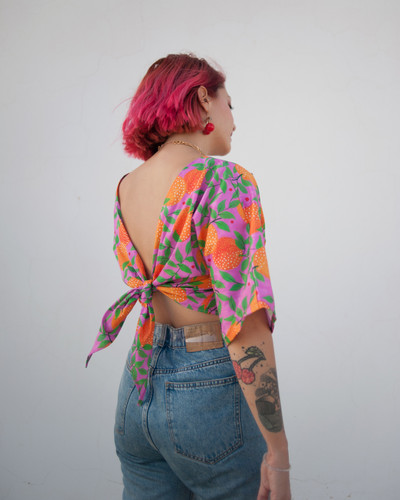 Organic cotton reversible wrap top in 