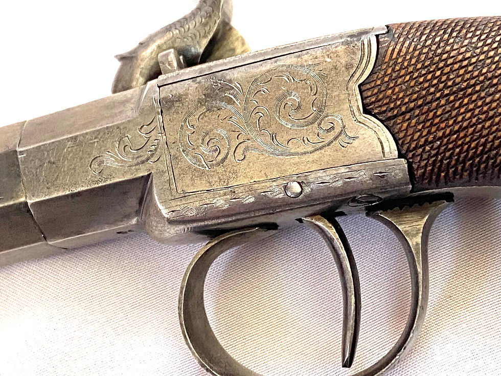 Miniature : Pistolet à percussion antique Hollis – Canon vissé – Calibre .40