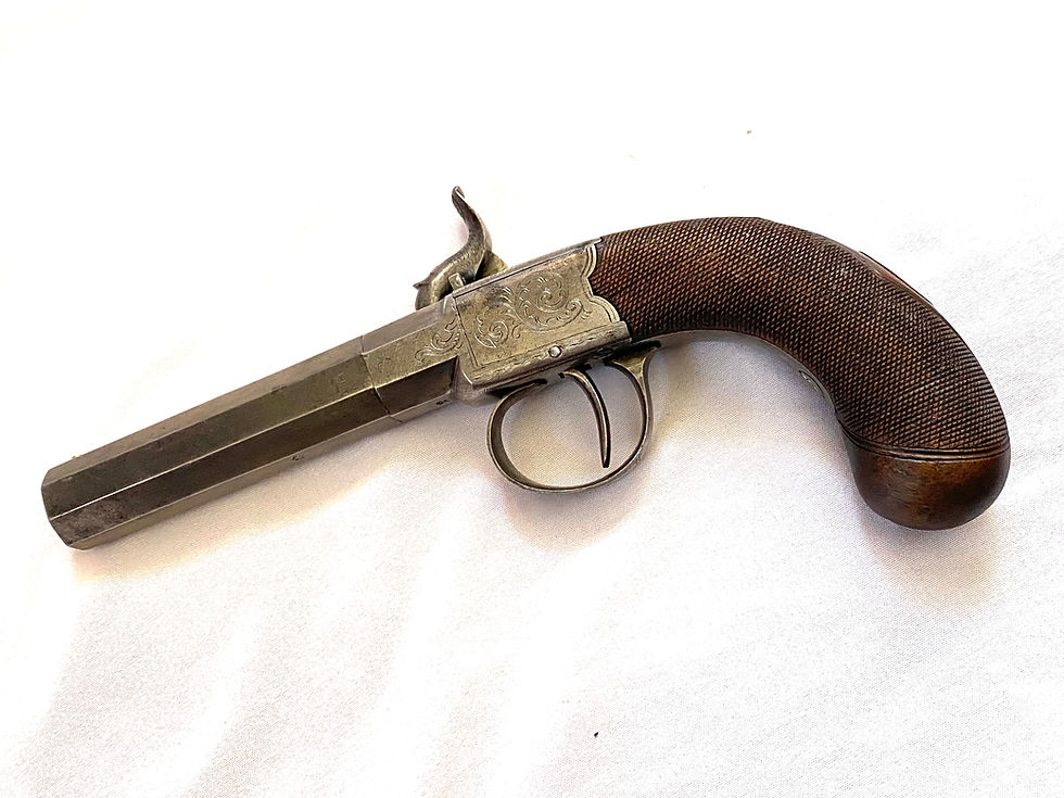 Miniature : Pistolet à percussion antique Hollis – Canon vissé – Calibre .40