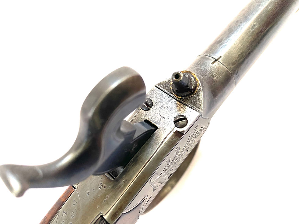 Miniature : Pistolet à percussion antique Nock – Cal. .40 – Canon vissé – Baïonnette à resso