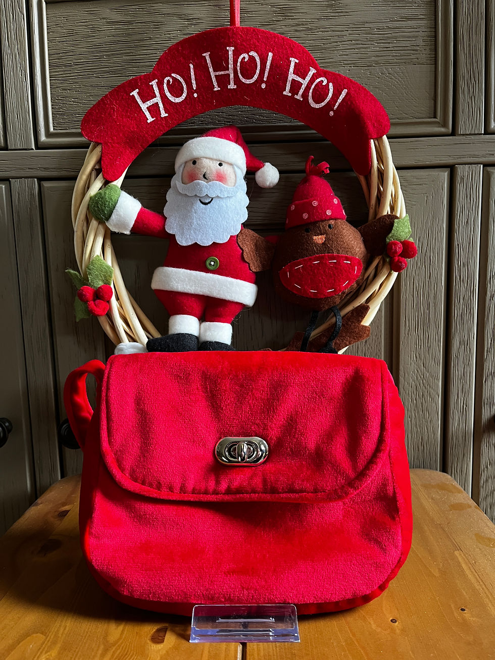 Handmade Velvet Occasion Bag - Red - Outside