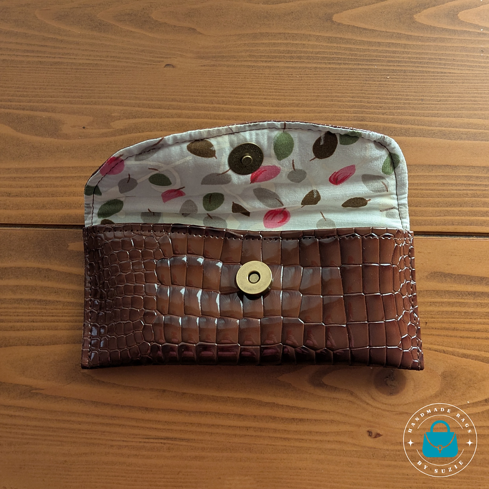 Thumbnail: Handmade Glasses Case - Faux Crocodile Brown - Inside