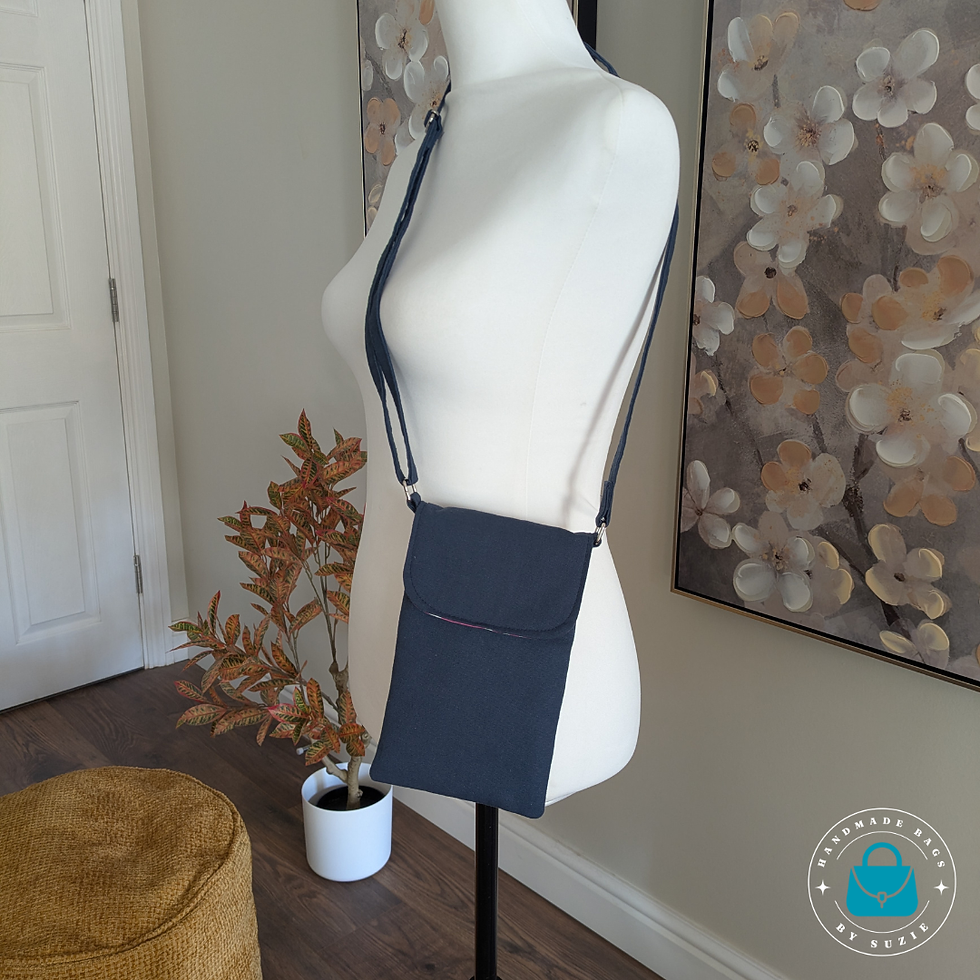 Handmade Mobile Phone Bag - Front Blue