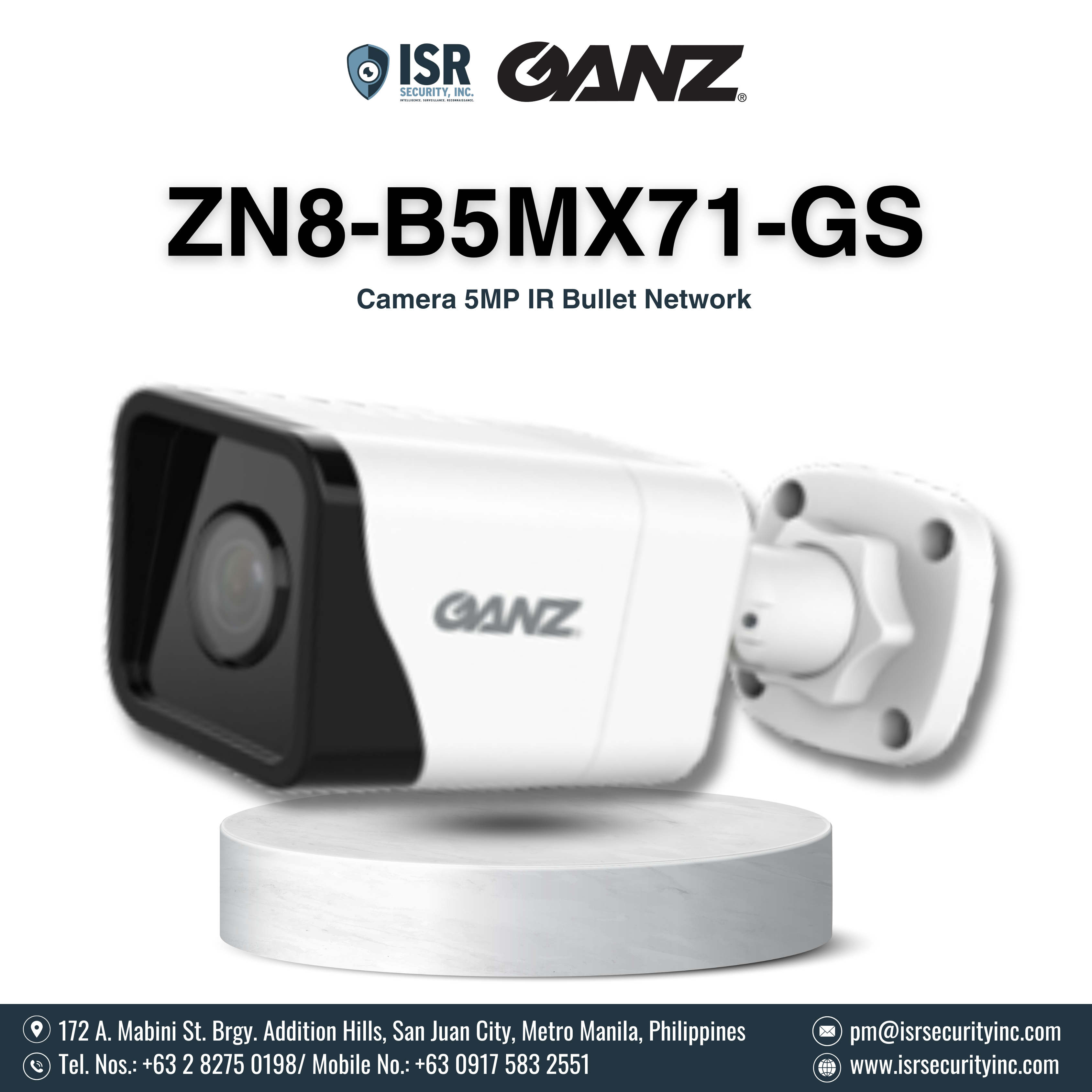 Ganz - Camera 5MP IR Bullet Network (ZN8-B5MX71-GS)