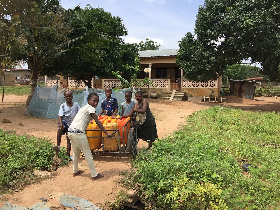 Transport des bidons d'eau