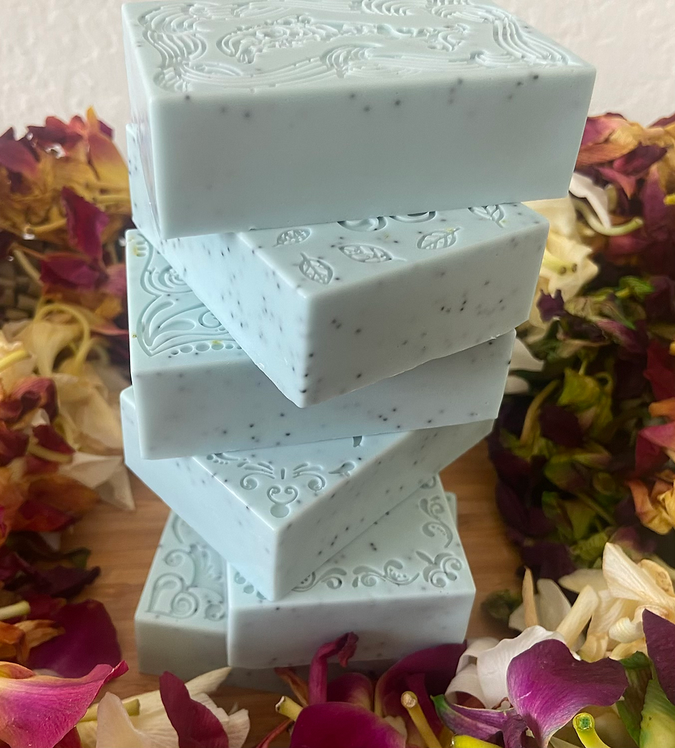 Thumbnail: Butterfly Pea Flower Poppy Seeds Shea Butter Handmade Scrub Bar Soap