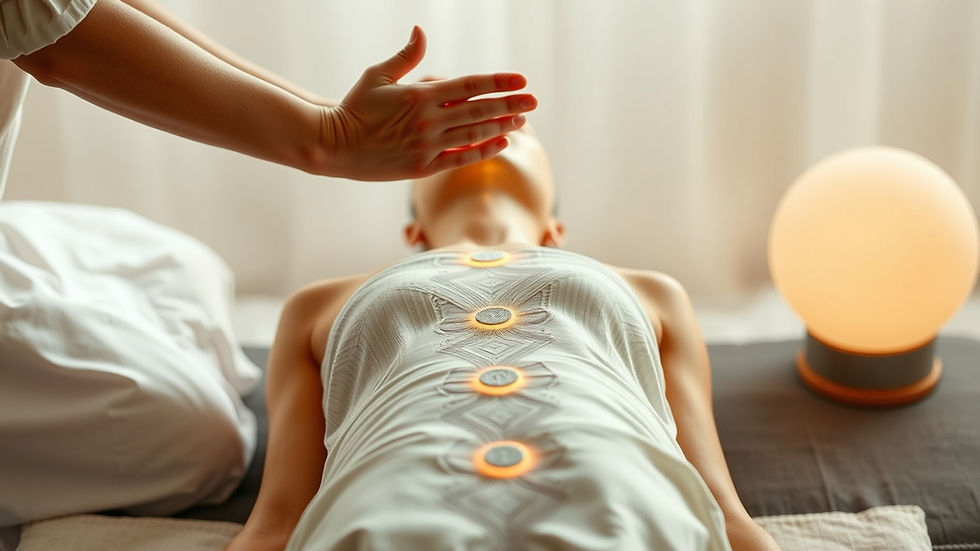 Hands in a white shirt perform a massage on a person's back covered by a white towel, creating a calming and soothing mood.