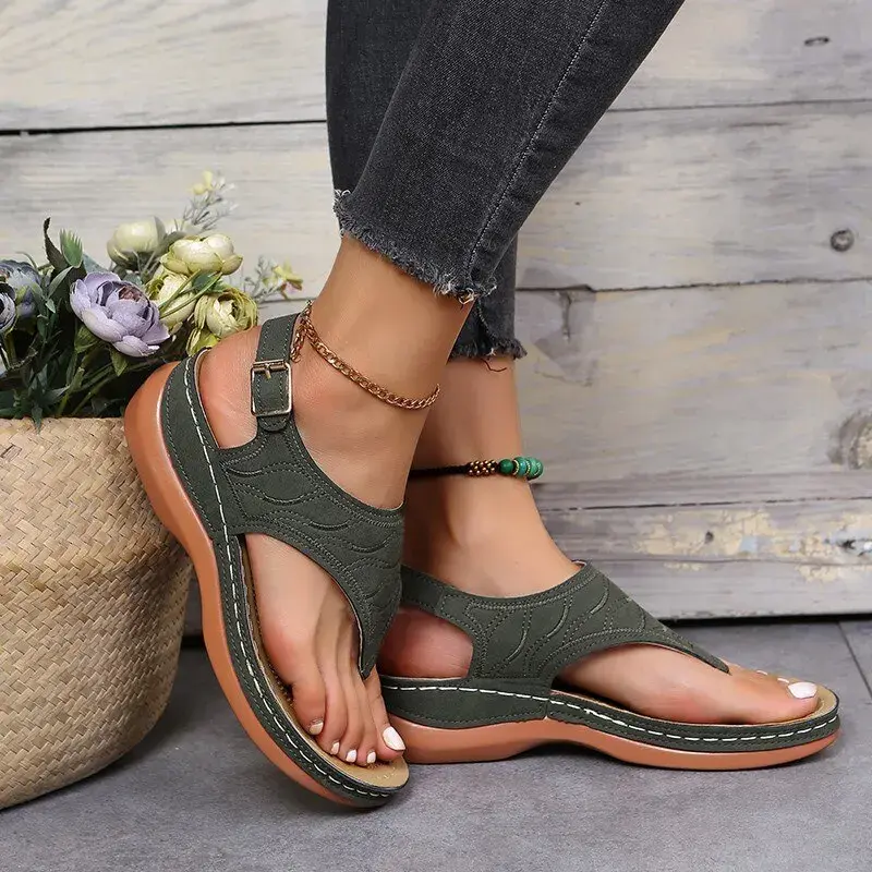 Thumbnail: Women Summer Sandals Daily Outdoor Slope Heel Beach Roman Sandals Outdoor Anti-s