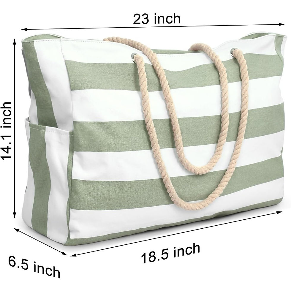 Thumbnail: Becokan Beach Bags for Women Large Waterproof Beach Tote Bag Zipper Beach Bags W