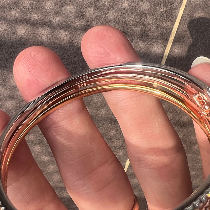 Thumbnail: Hot Brand Pure 925 Sterling Silver Jewelry Rose Gold Bangle Diamond Ba