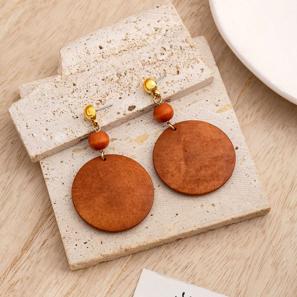 Thumbnail: 5Pair Fashion Vintage Minimalist Bold Geometric Wooden Earrings For Women Gift S