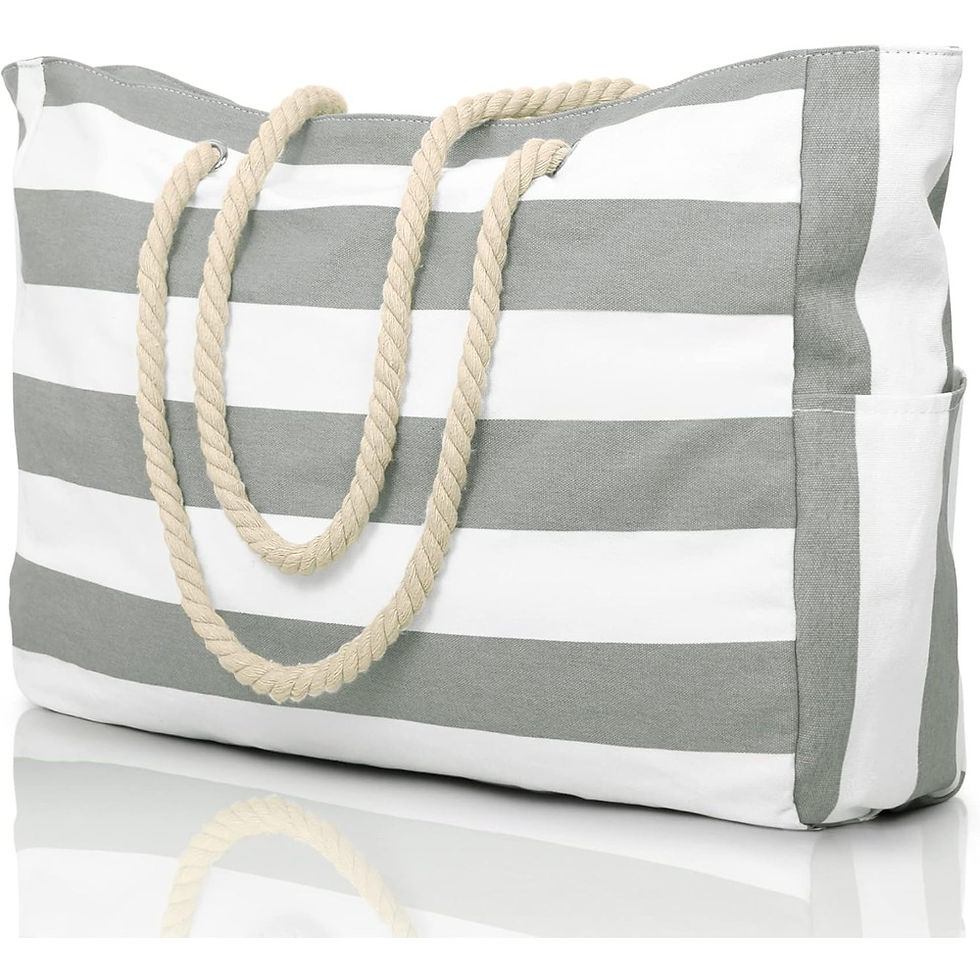 Thumbnail: Becokan Beach Bags for Women Large Waterproof Beach Tote Bag Zipper Beach Bags W