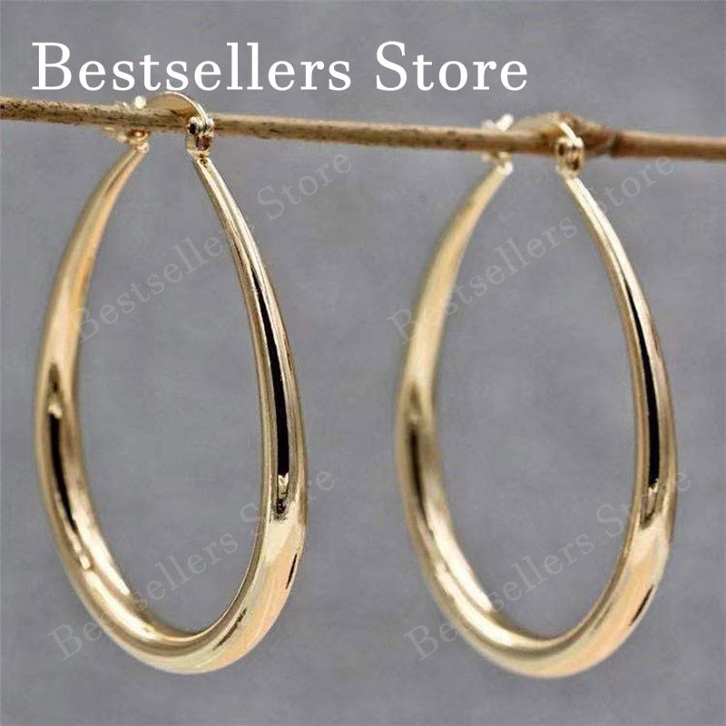 Thumbnail: 925 Sterling Silver & 18K Gold 40mm U Hoop Earrings 