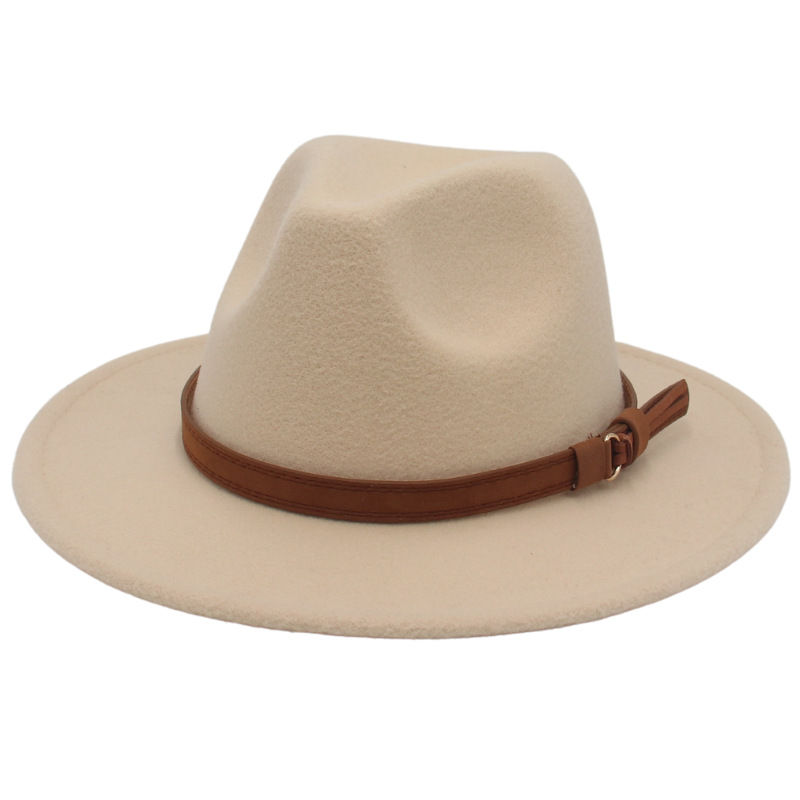 Thumbnail: Large Size Brown Belt British Vintage Felt Hat Big Brimmed Autumn Winter Western