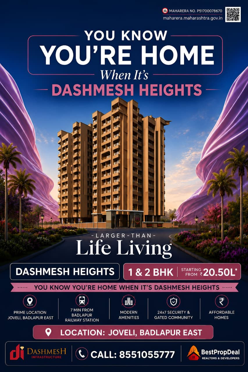 Dashmesh Heights Joveli Badlapur East | Affordable 1 & 2 BHK Flats Starting ₹20.50 Lakhs