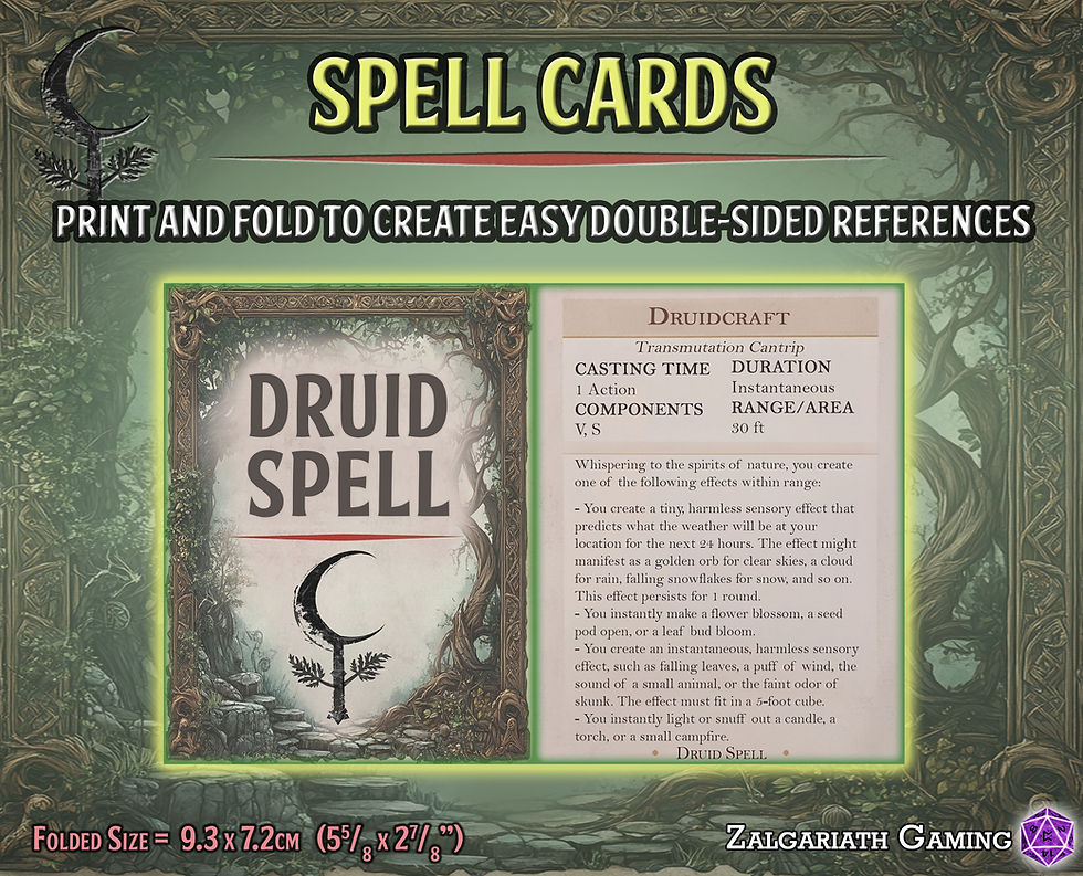 Thumbnail: D&D Druid Toolbox (2014 & 2024): Printable Spell Cards, Tokens & AoE Templates