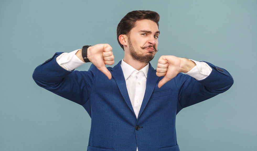 Man with thumbs down.