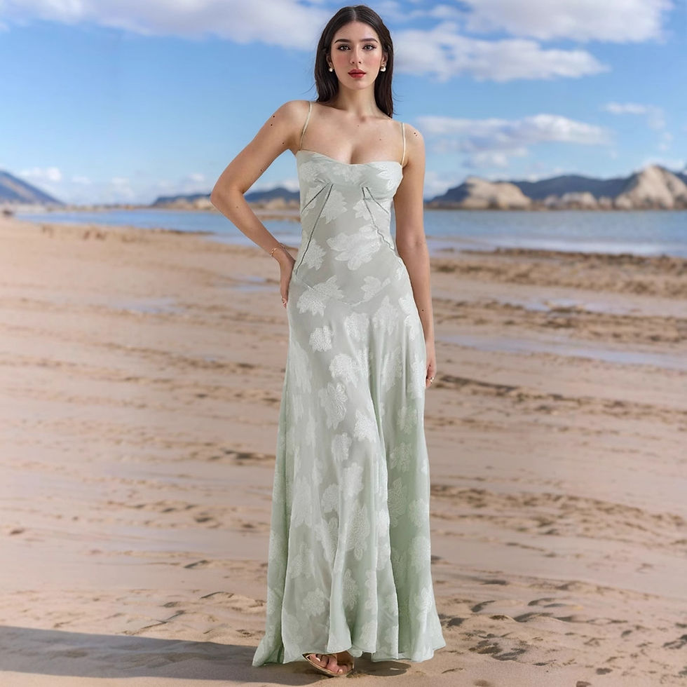 Thumbnail: Floral Slip Dress with See-Through Design