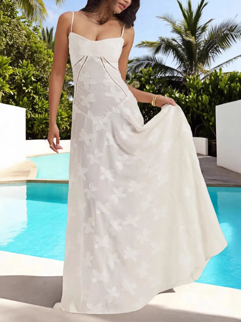 Thumbnail: Floral Slip Dress with See-Through Design