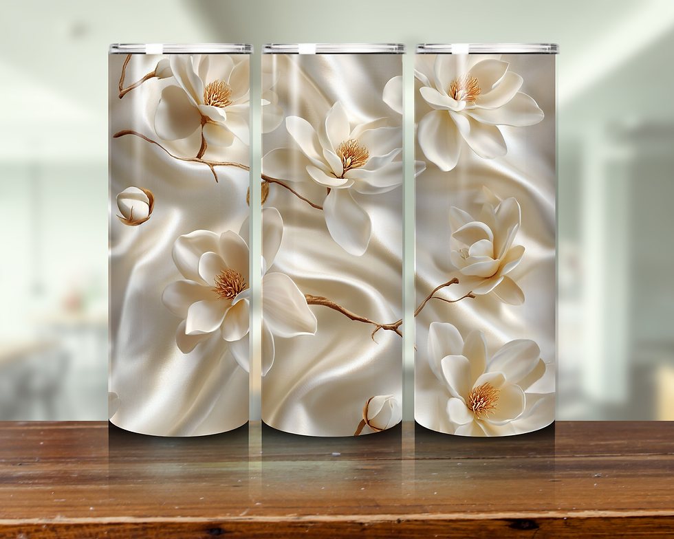 Thumbnail: Elegant Ivory Floral 20oz Tumbler Wraps – Luxury Seamless Botanical Set