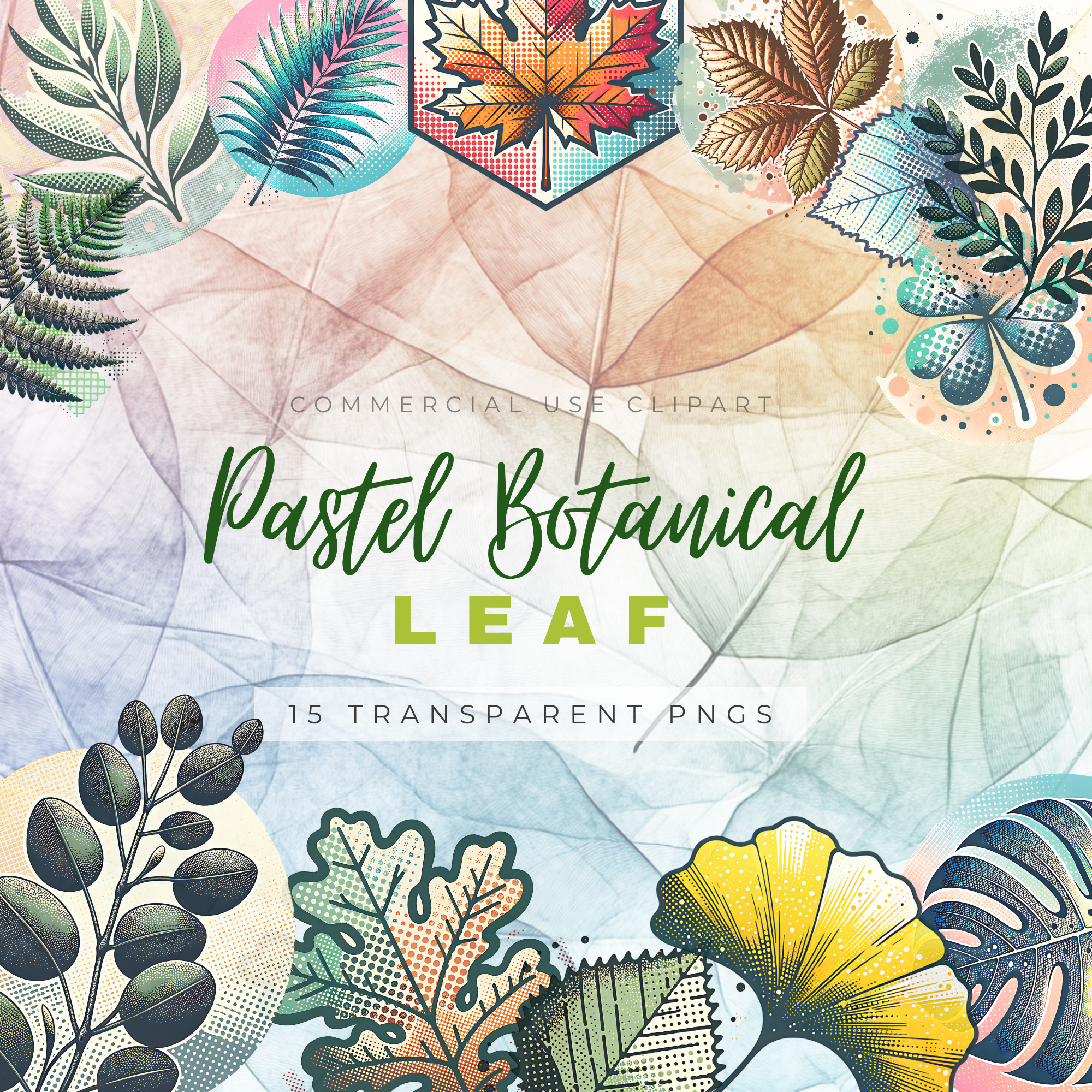 Pastel Botanical Leaf Clipart Pack | Minimalist Nature-Inspired Designs