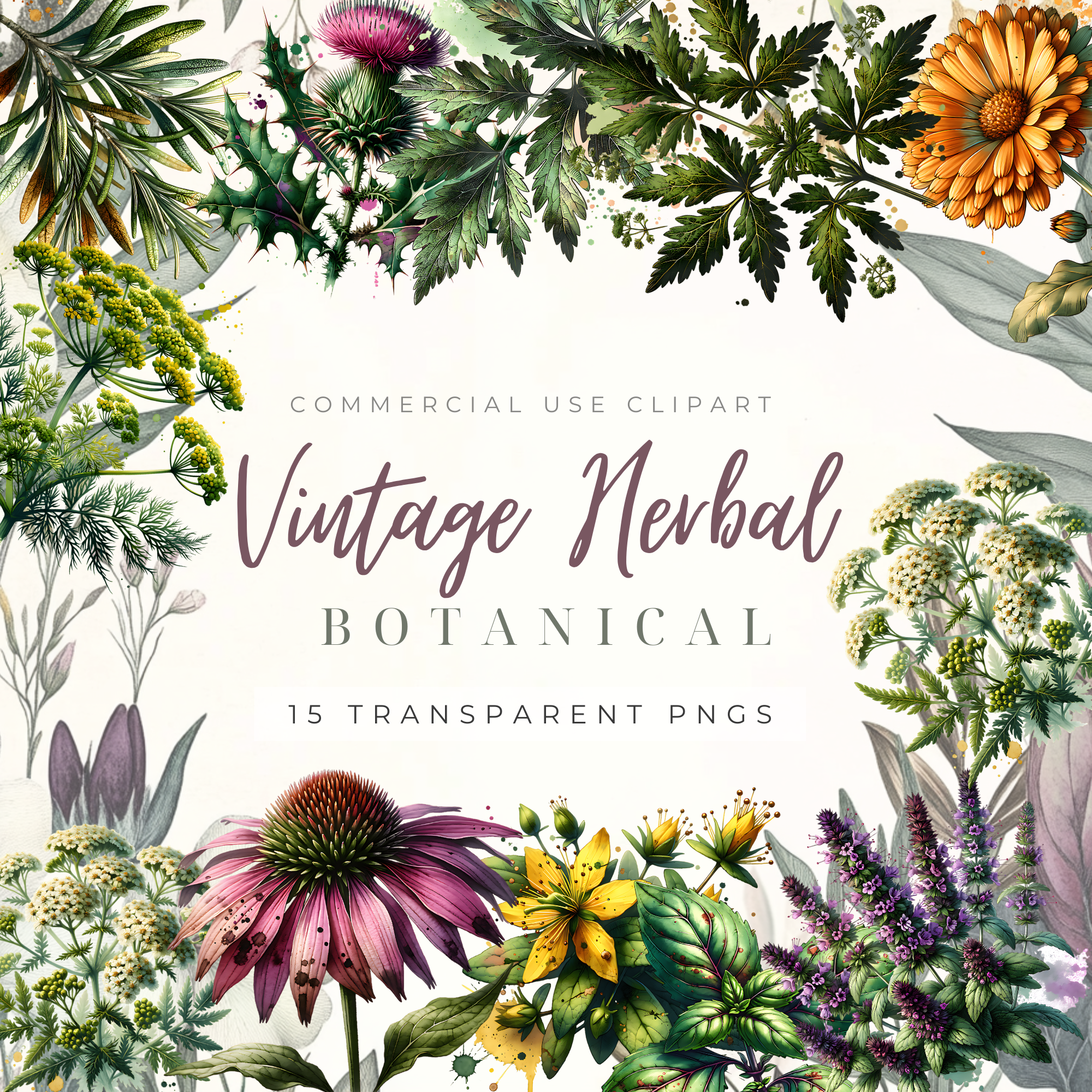 Vintage Herbal Botanical – Nature-Inspired Apothecary Clipart Pack