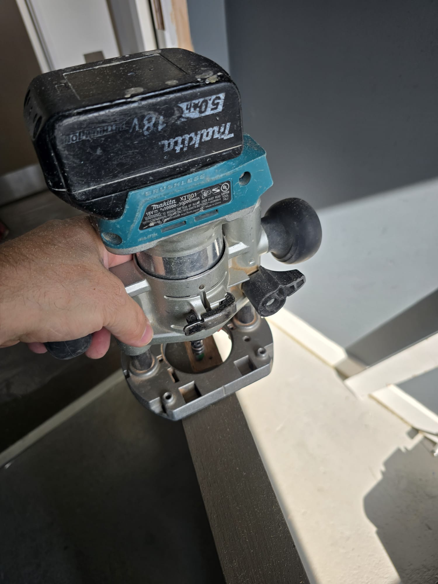 Routing a door edge for ironmongery, Frampton Park