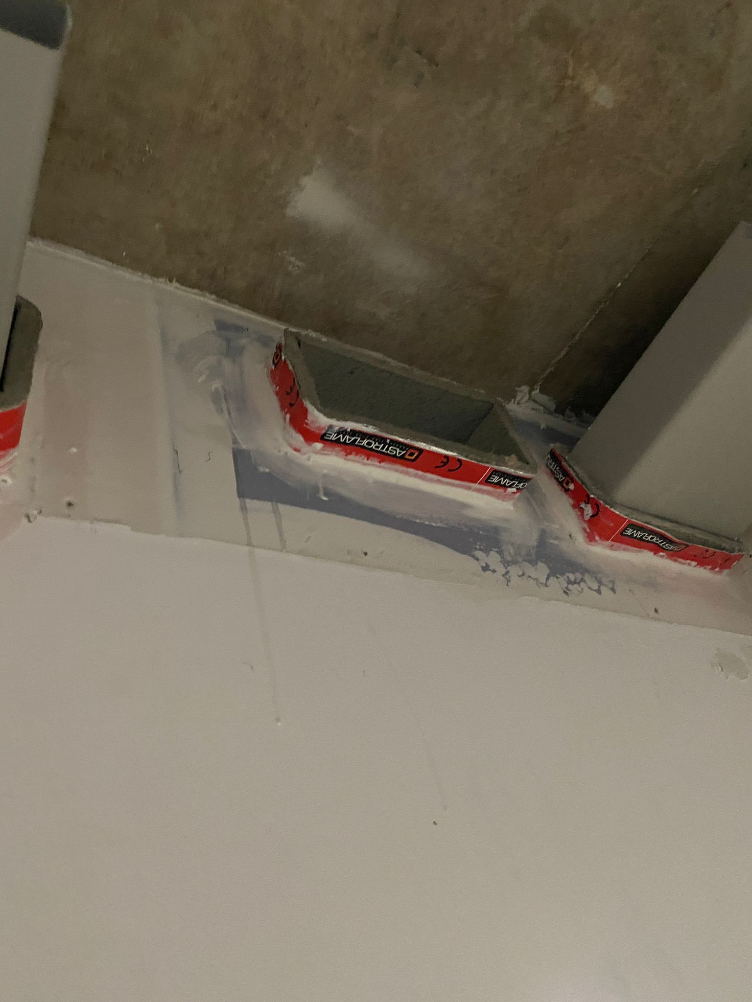 Sealant detail around a duct interface, Cobham firestopping project