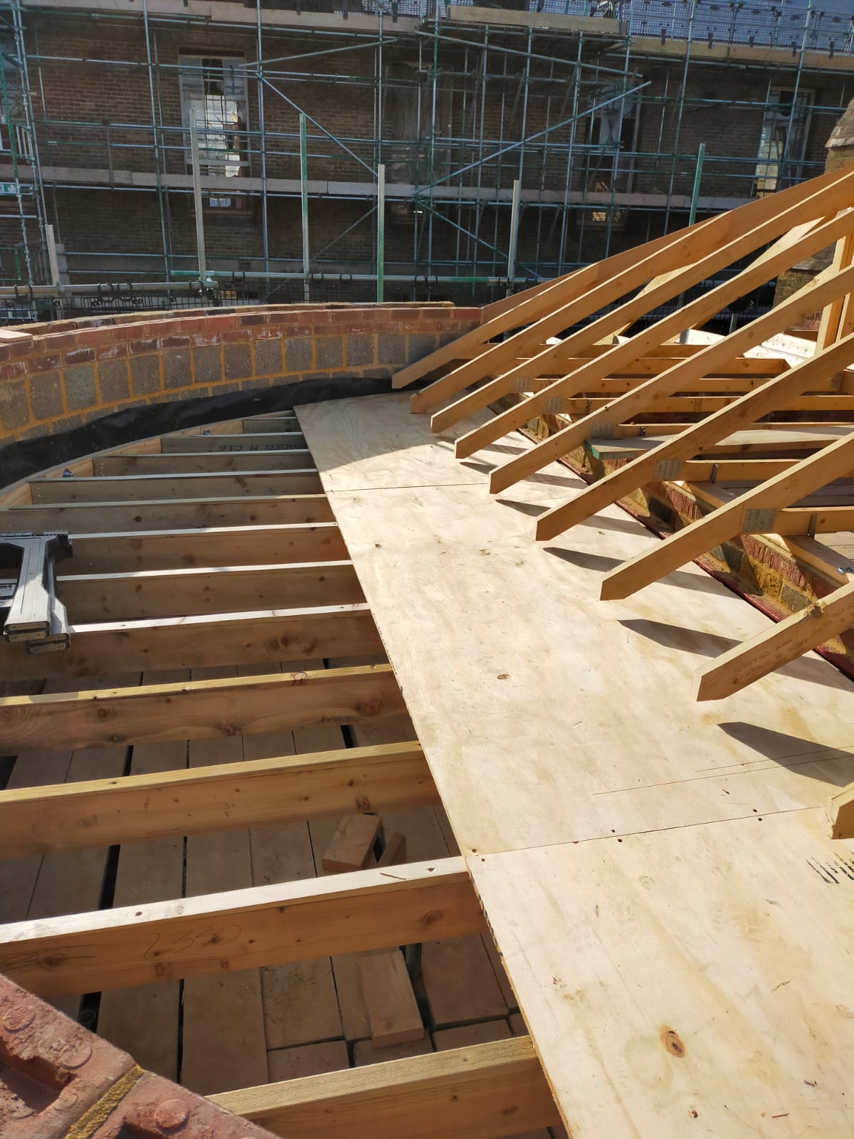 B7 flat-roof joists during installation, Cambridge Military Hospital