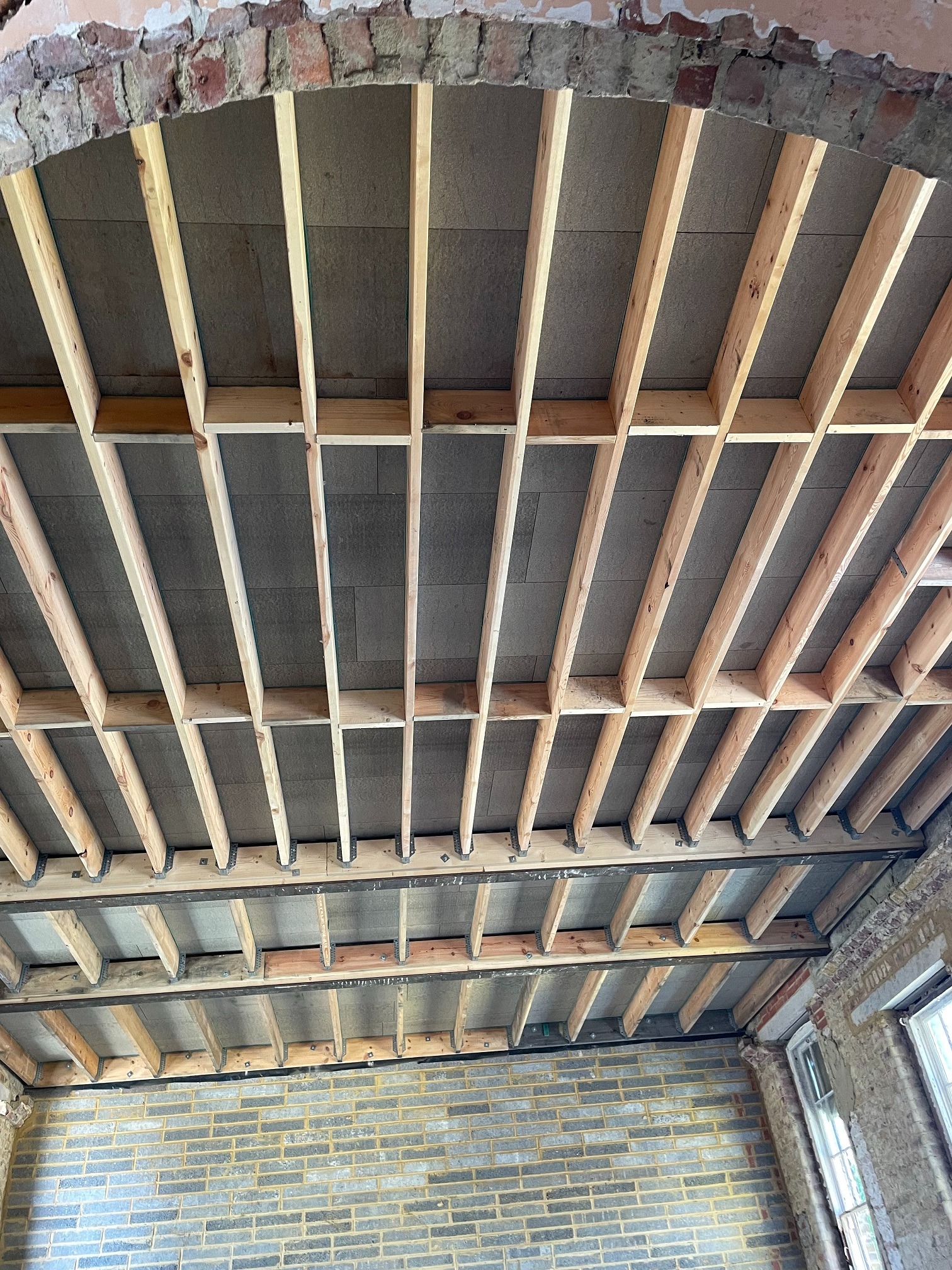 B11 timber joists within the existing structure, Cambridge Military Hospital
