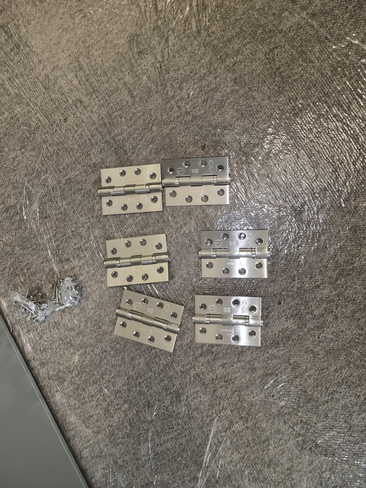 Hinges and protection pads prepared for fitting, Radcliff Court