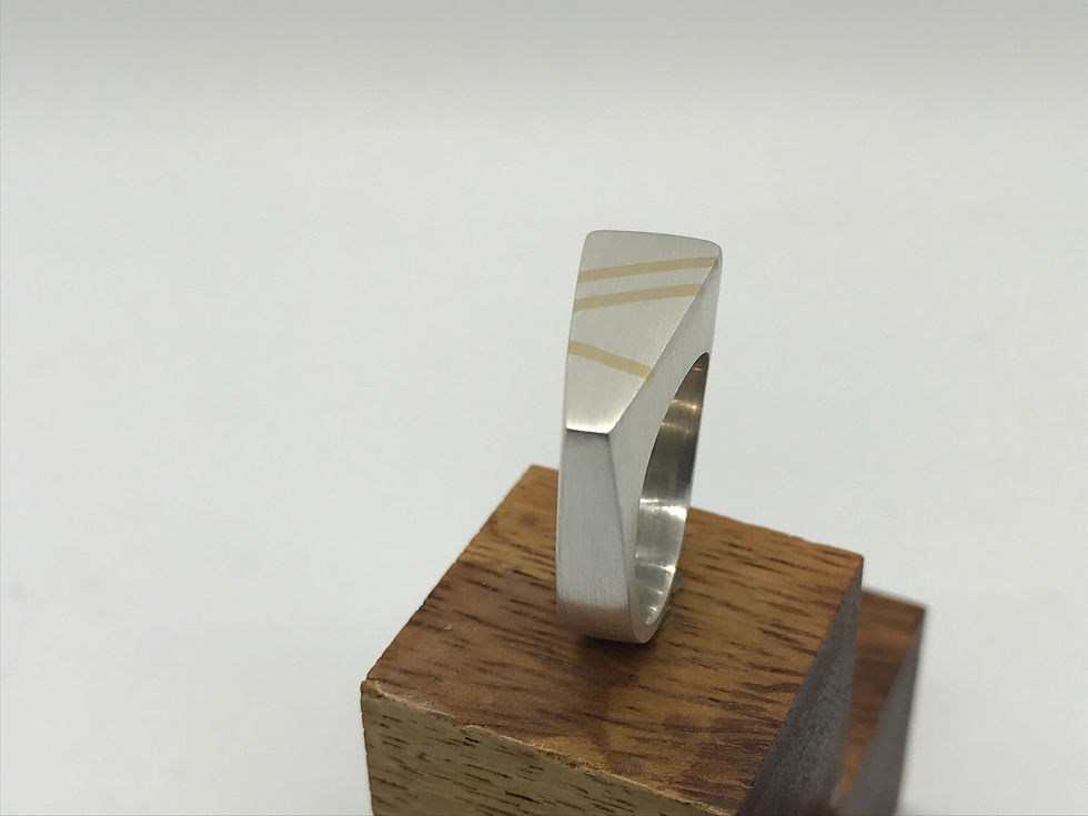 Thumbnail: “Fine Lines” Silver Ring with Gold Inlay