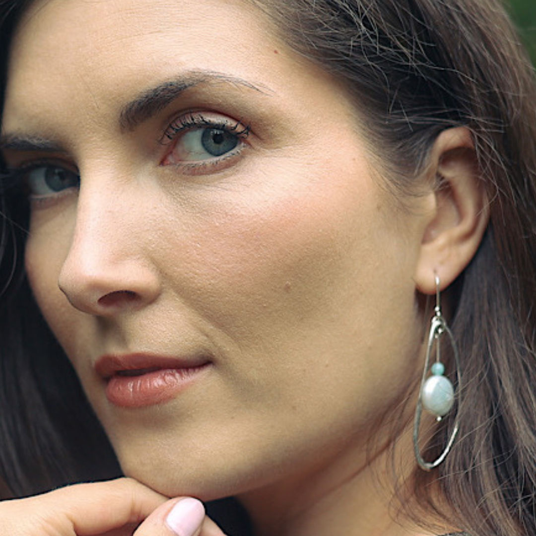 Handmade Silverand pearl “Quiver” Earrings .
