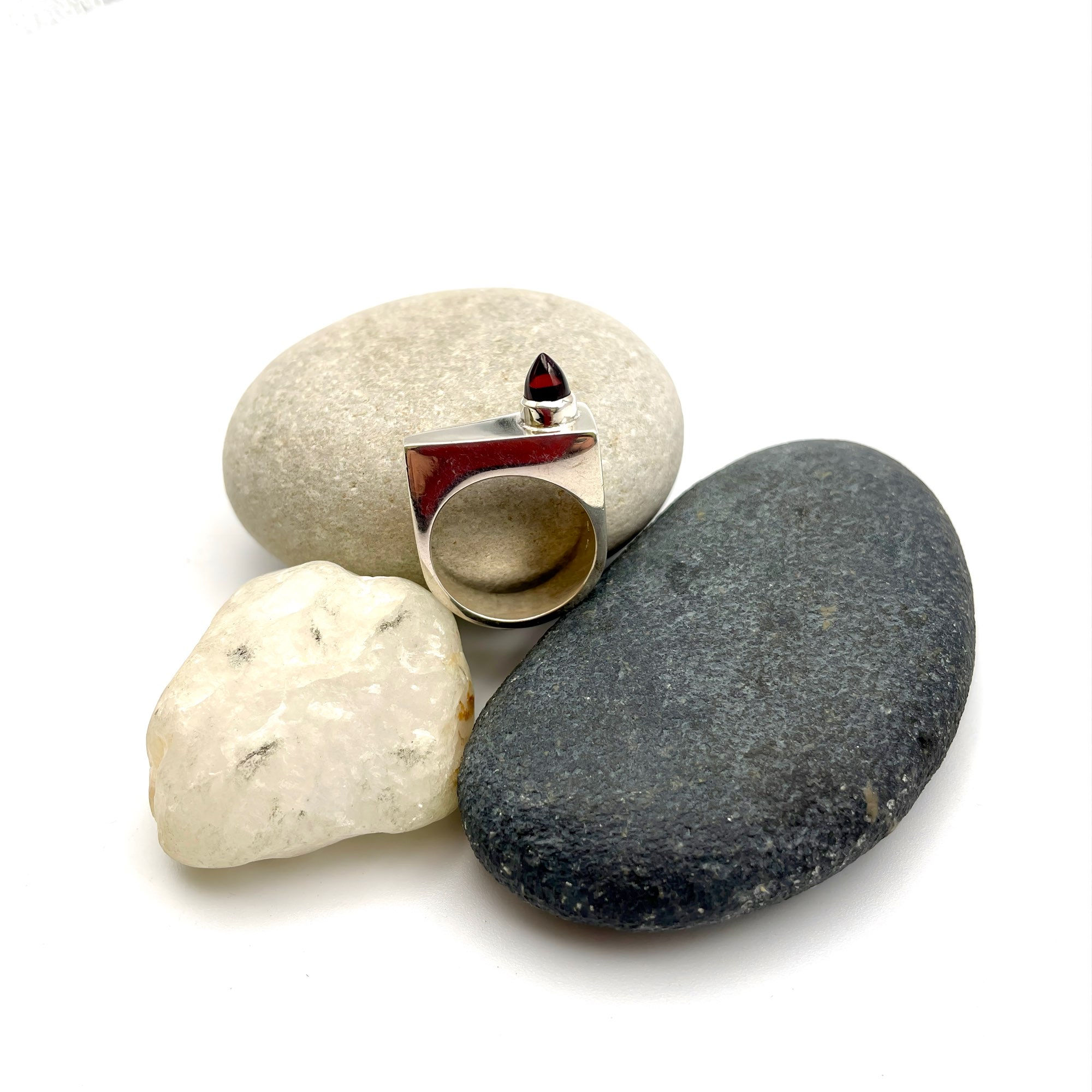“Stature” Silver Ring with Garnet