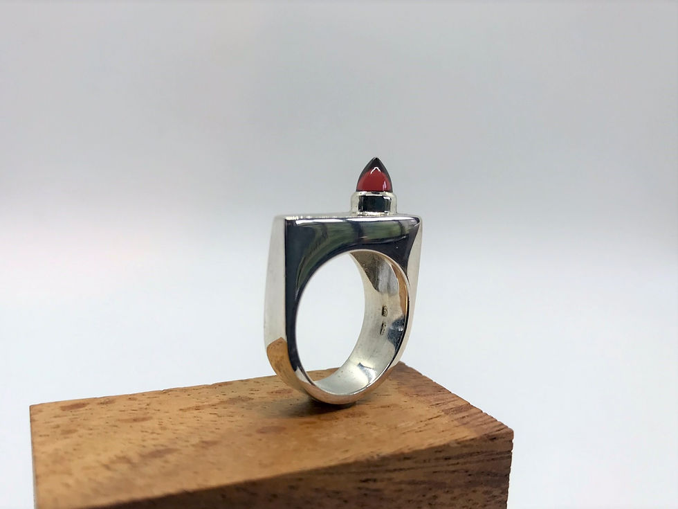Thumbnail: “Stature” Silver Ring with Garnet