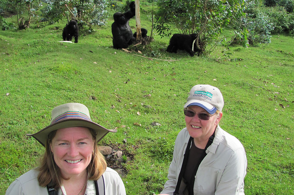Samantha and her mother Janet gorilla trekking in Rwanda - Photo by Samantha Barbitta