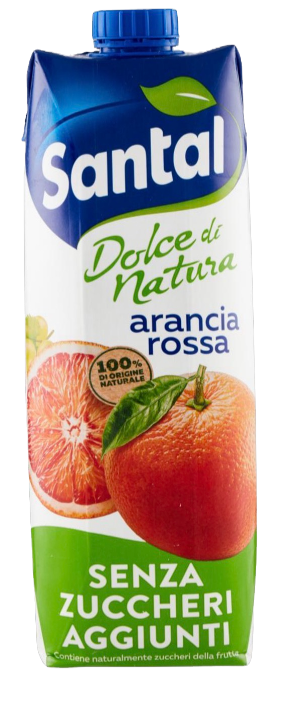 1 Liter Packung Santal Blutorangensaft – italienischer Fruchtsaft ohne Zuckerzusatz (Senza Zuccheri Aggiunti) von Parmalat.