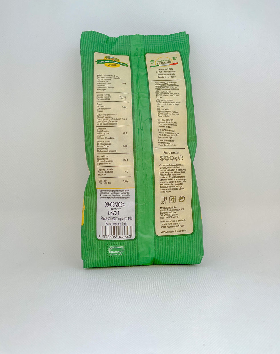 La Pasta di Camerino - Fusilli - 500g - Rückansicht