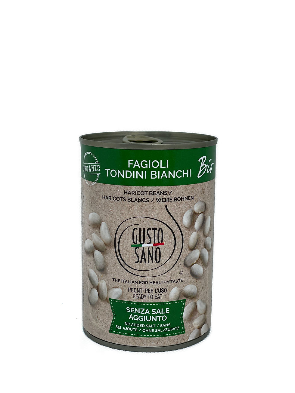 Gusto Sano - Bio - Weiße Bohnen - Fagioli Tondini Bianchi - 400g, Vorderansicht
