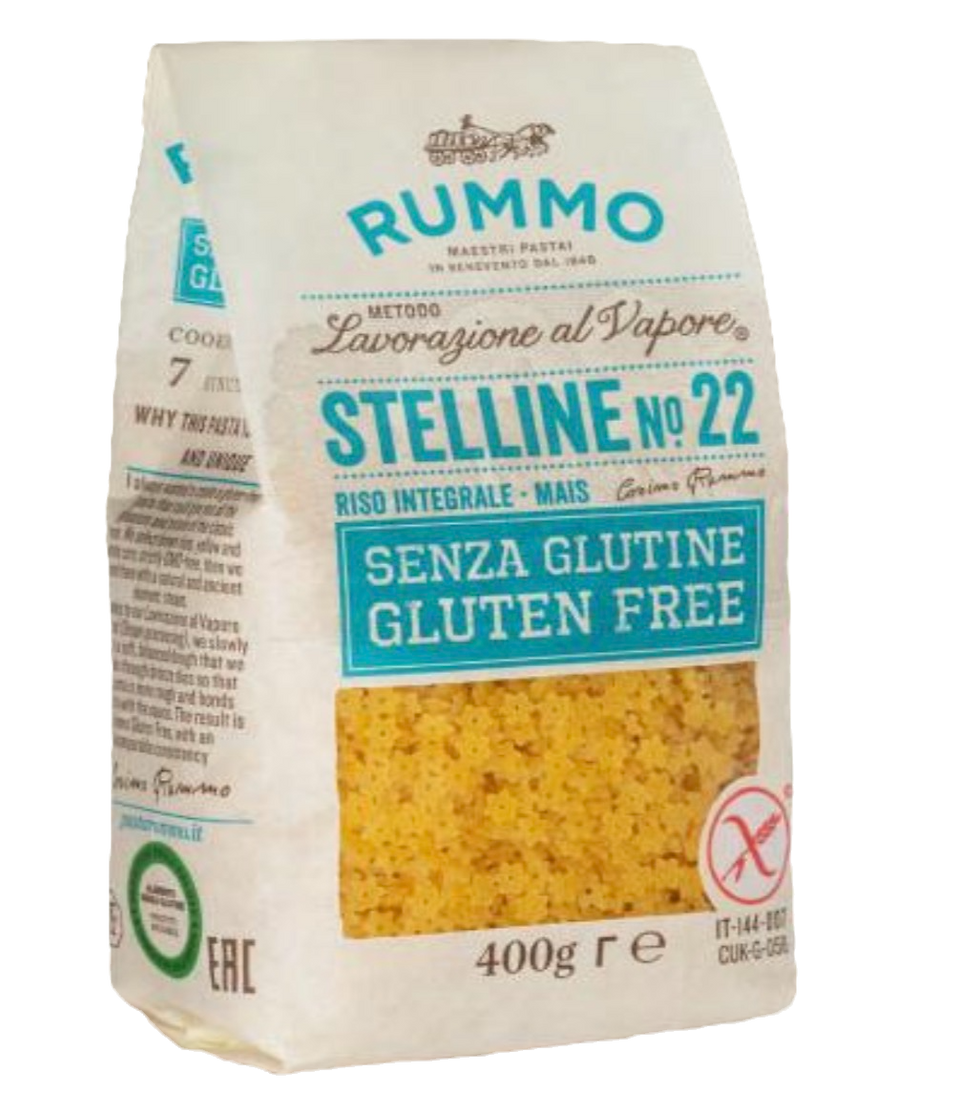 400g Packung Rummo Stelline No. 22 Glutenfrei – kleine italienische Sternchennudeln aus Mais und Reis.