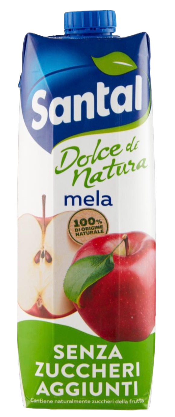 1 Liter Packung Santal Apfelsaft – italienischer Fruchtsaft ohne Zuckerzusatz von Parmalat.