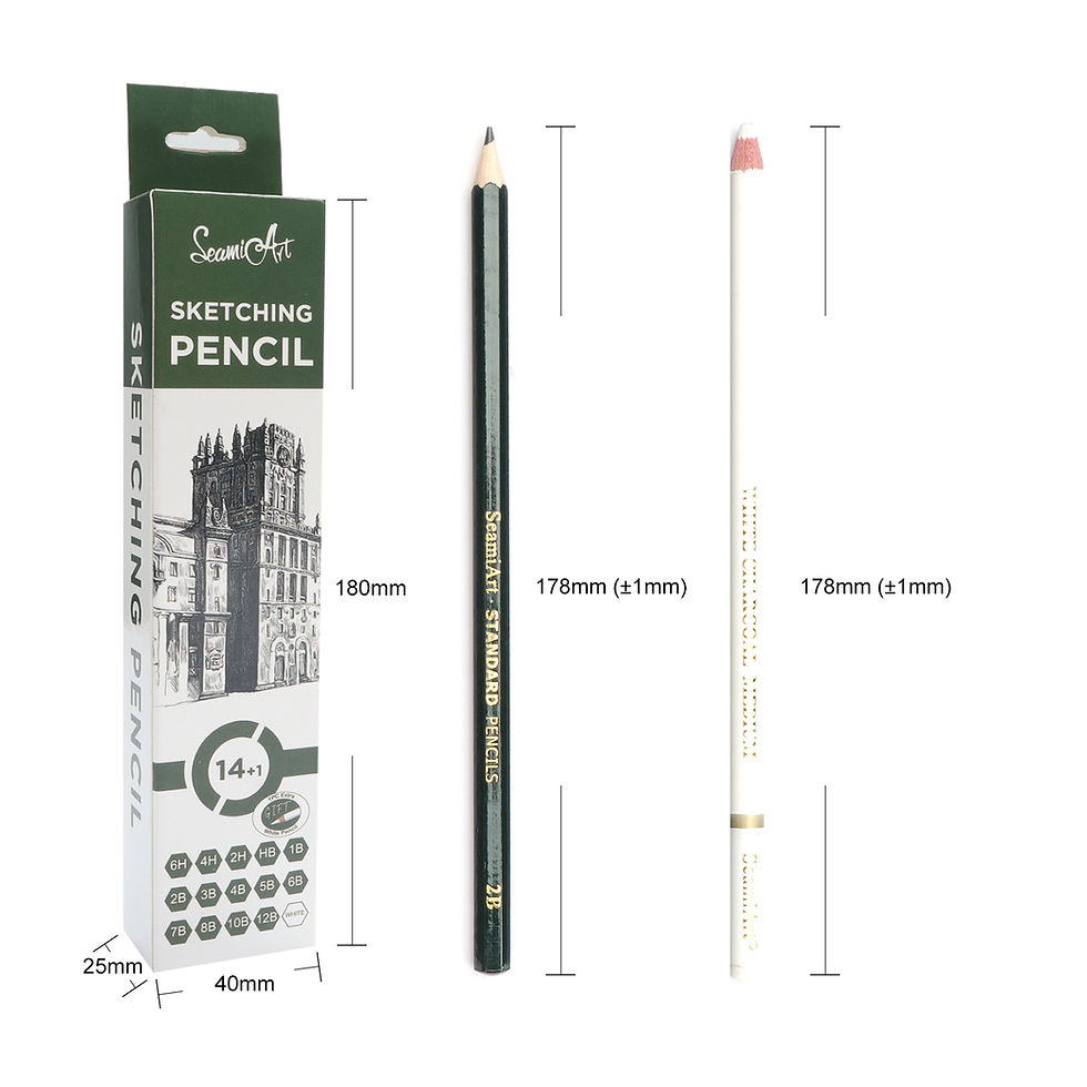 Miniaturbild: SeamiArt 14pcs Sketching Pencil Set 6H-12B with White Charcoal Pencil
