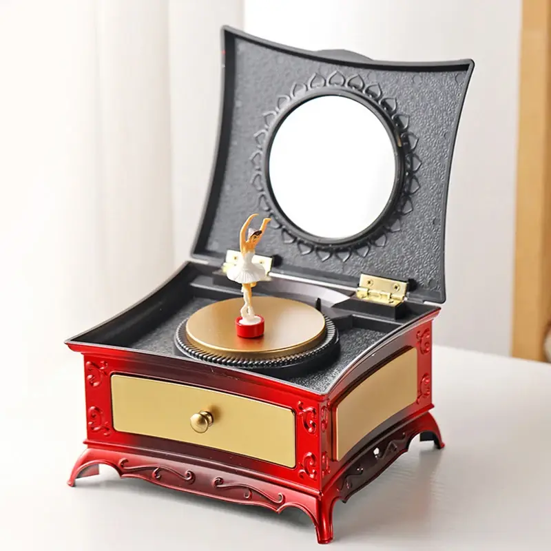 Прев'ю: Elegant Rotating Ballerina Music Box with Mirror & Organizer